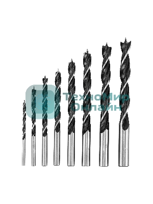 Набор сверл по дереву Sparta,3-4-5-6-7-8-9-10 мм, 8 шт. цилиндрический хвостовик