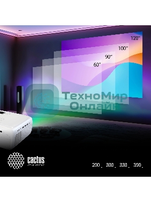 Проектор Cactus CS-PRM.07WT.Full HD LCD 3200Lm LS 320Lm ANSI (1920x1080) 1500:1 ресурс лампы:30000часов 1xUSB typeA 3xHDMI 1.16кг