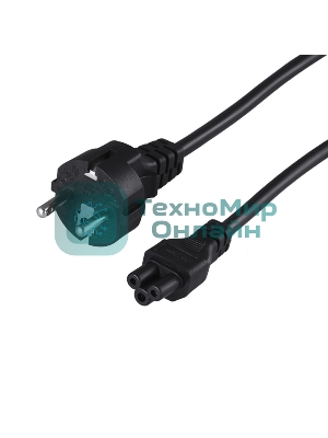 Шнур сетевой Rexant евровилка–евроразъем С5, кабель 3x0,5мм², 3м, для питания ноутбука (пакет ПВХ)