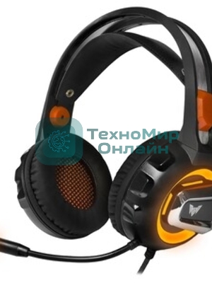 Гарнитура Crown CMGH-3003 чёрный/оранжевый, проводная, подсветка