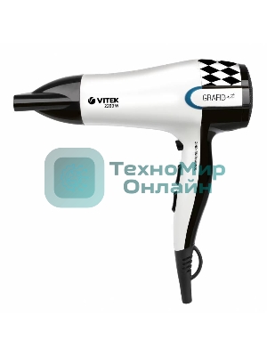 Фен Vitek VT-2299 W белый, 2200 Вт, ионизация