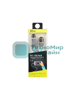 Кабель 2в1 MicroUSB+Lightning 8pin-USB Ritmix RCC-200 Blue для синхронизации/зарядки, 1м