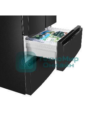 Холодильник Maunfeld MFF180NFBE01 черный трехкамерный 224/113л морозилка снизу, No Frost