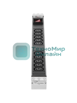 Блок розеток Rem-10 без шнура с фил. и инд., 10 IEC 60320 C13, вход IEC 60320 C14, 10A, алюм., 19