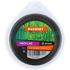 Леска для триммеров PATRIOT Profline D 3,0мм L 15мскрученный квадрат, черный 300-15-5
