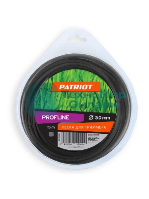 Леска для триммеров PATRIOT Profline D 3,0мм L 15мскрученный квадрат, черный 300-15-5