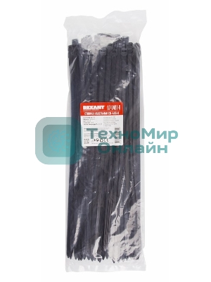 Хомут-стяжка кабельная нейлоновая Rexant 400 x7,6 мм, черная, упаковка 100 шт.