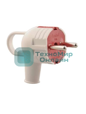 Вилка электрич. с ручкой с заземл. бел/красн. Lezard 715-0201-602