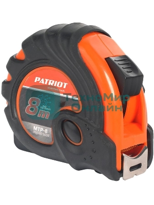 Рулетка PATRIOT MTP-8, ударопрочный корпус, обрезиненная, 8м
