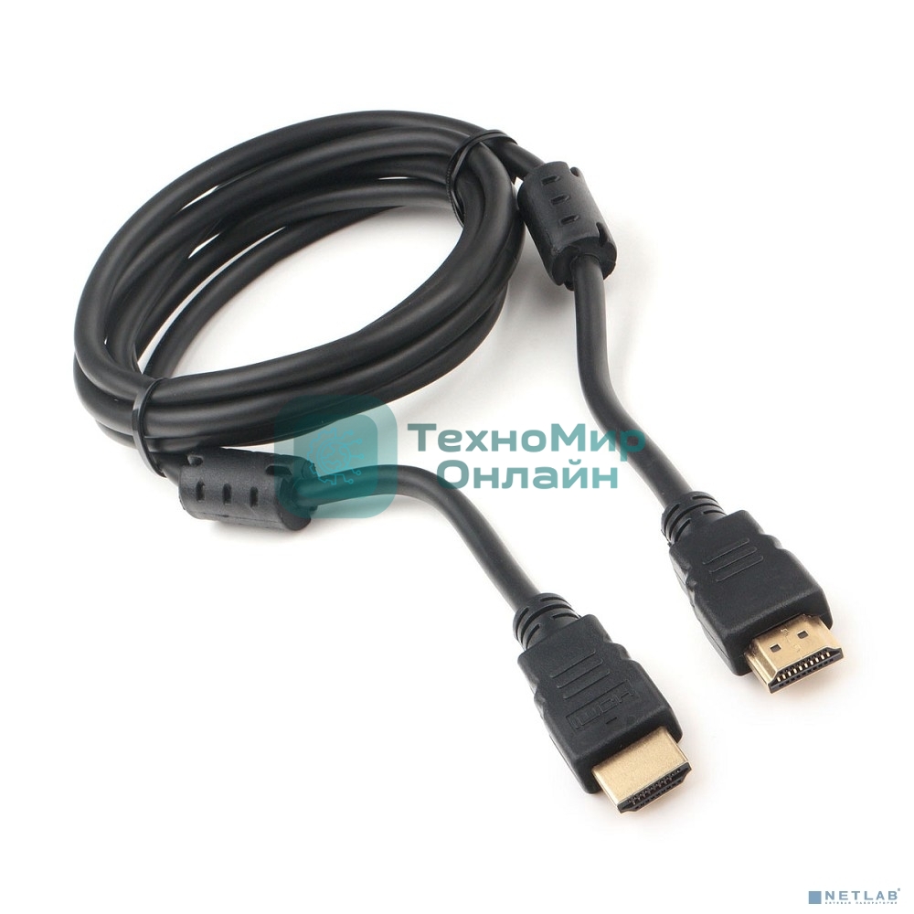 Кабель HDMI Cablexpert CCF2-HDMI4-6, 19M/19M, v2.0, медь, позол.разъемы, экран, 2 фер.кольца, 1,8м, черный, пакет