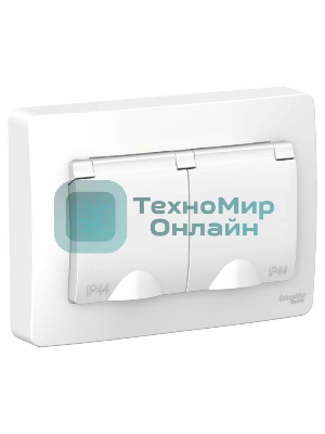 Розетка 2-м СП Blanca 16А 250В с защ. крышкой защ. шторки с заземл. IP44 бел. SchE BLNRS441121