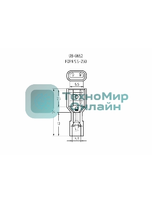 Клемма плоская Rexant полностью изолированная, гнездо 6.6 мм, в нейлоне 4-6 мм², (РПи-м(н) 6.0-(6.3)), желтый