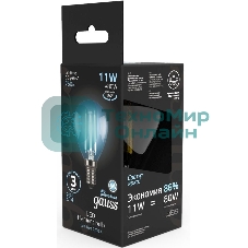 Лампа светодиодная филаментная Gauss Filament 11Вт цок.: E14 шар 220B 4100K св. свеч. белый нейт. (упак.: 10 шт)
