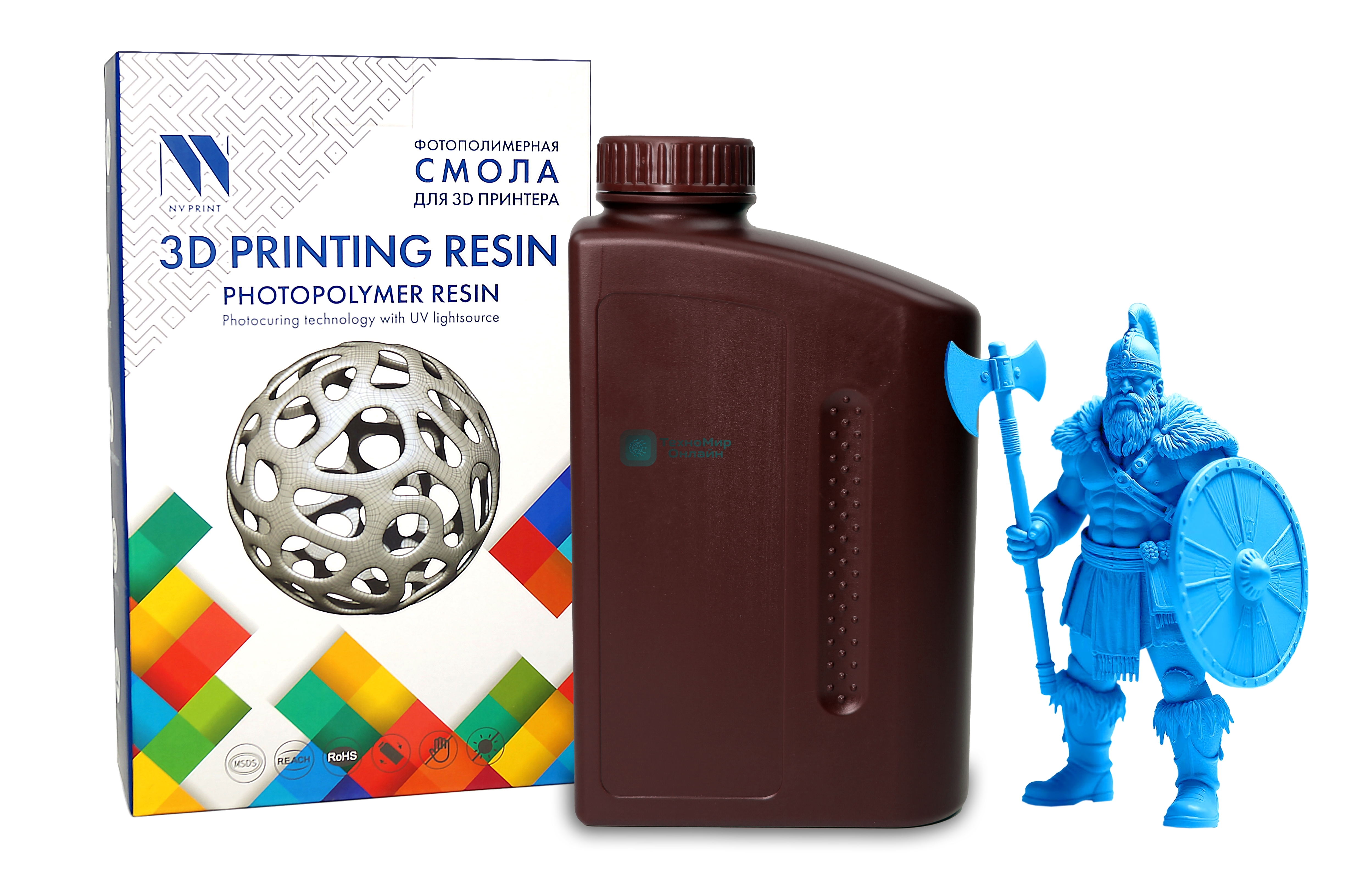 Фотополимерная смола NVPrint Standard Resin Clear Blue для 3D печати 1 кг (бут)