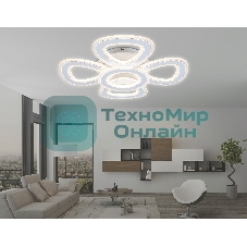 Потолочный светодиодный светильник FA8925/4+1 WH/CH белый/хром 163W 3000K-6400K 590*590*120 (ПДУ РАДИО 2.4G)