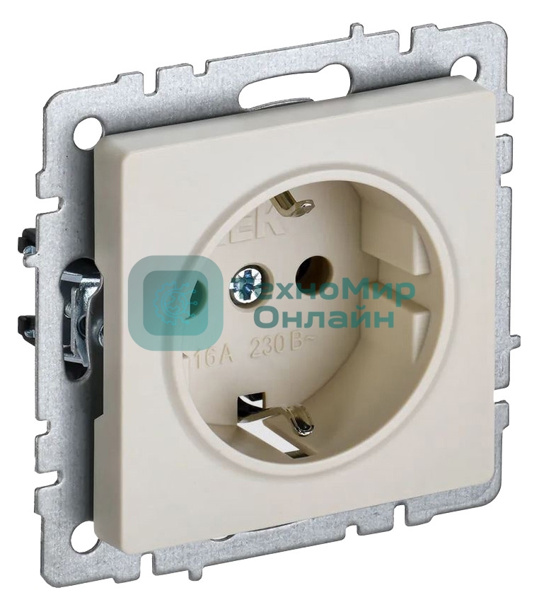 Розетка BRITE РС11-1-0-БрКр 16А с заземл. без защ. шторки беж. IEK BR-R11-16-K10
