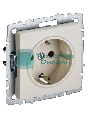 Розетка BRITE РС11-1-0-БрКр 16А с заземл. без защ. шторки беж. IEK BR-R11-16-K10