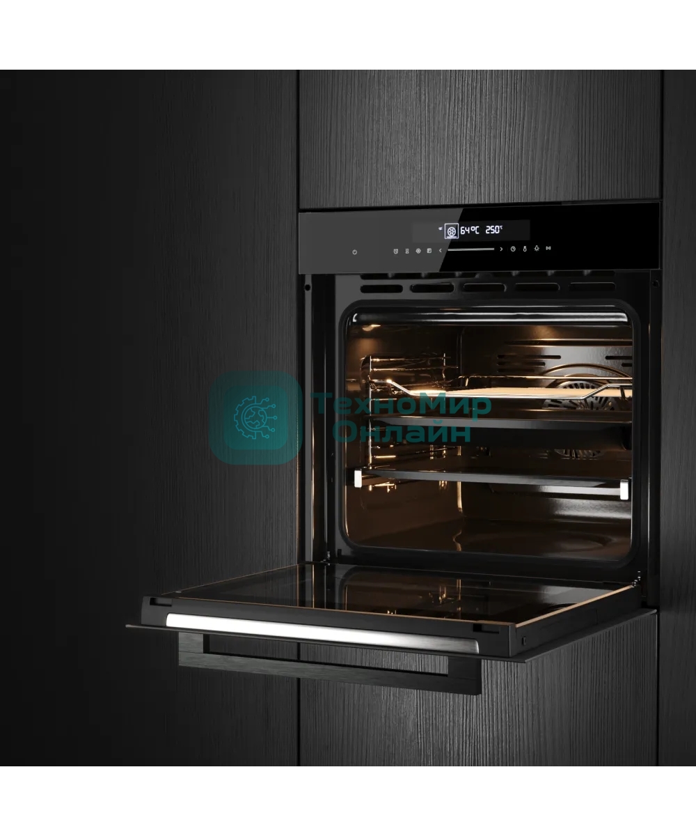 Встраиваемый духовой шкаф Kuppersberg HT 613 Black, High-Tech, объем 72 л, 12 режимов работы, быстрый нагрев, телескопические направляющие, доводчик двери, таймер, термощуп, 3 стекла в дверце, сенсорное управление, блокировка от детей, энергоэффективность А+, черный