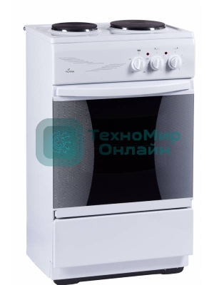 Плита электрическая Flama CE 3201 W белый, конфорок 2 шт, духовка 30 л, 50 см x 85 см x 36 см