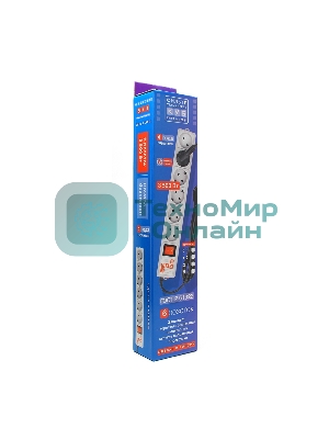 Сетевой фильтр Power Cube 1,9 м 6 розеток (белый) 16B/3,5 кВт