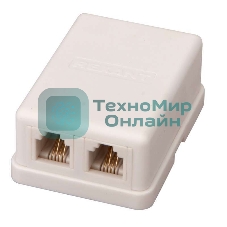 Розетка телефонная Rexant 2-м ОП RJ11 белый