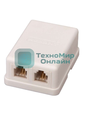 Розетка телефонная Rexant 2-м ОП RJ11 белый
