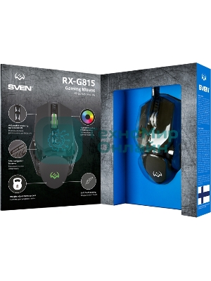 Мышь проводная SVEN RX-G815 черный, 8000 dpi, USB, кнопки - 7