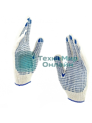 Перчатки трикотажные, с ПВХ точкой, 10 класс, стикер Россия