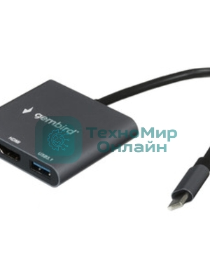 Док-станция Gembird UHB-D2, USB Type-C, USB Type-C PD100W, HDMI, USB Type-C