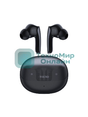 Беспроводные наушники Tecno Sonic (SC02) черный, вкладыши/внутриканальные (трансформер), Bluetooth, до 10 ч