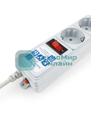 Фильтр-удлинитель Power Cube B 3,0 м 5 розеток (серый) 10А/2,2 кВт