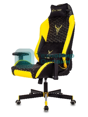 Кресло Knight Neon черный/желтый, экокожа, 120 кг, механизм качания