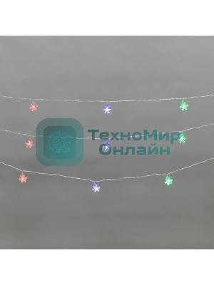 Гирлянда светодиодная Neon-night Снежинки большие 5м, 20LED, IP20, прозрачный провод, свечение мульти (RG/RB), мигание, 230В
