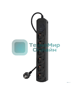 Сетевой фильтр Ippon BK-6-EU-3-10-B 3 м, 6 розеток, черный, коробка