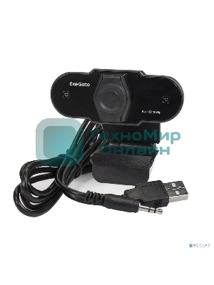 Веб-камера ExeGate BlackView C615 1920x1080, 30 кадр/с, USB Type-A, микрофон (шумоподавление), шторка приватности, универсальное крепление