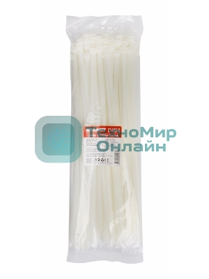 Хомут-стяжка кабельная нейлоновая Rexant 400 x7,6 мм, белая, упаковка 100 шт.