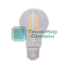 Лампа светодиодная филаментная Rexant Груша A60 9.5 Вт 1140 Лм 4000K E27 диммируемая, прозрачная колба