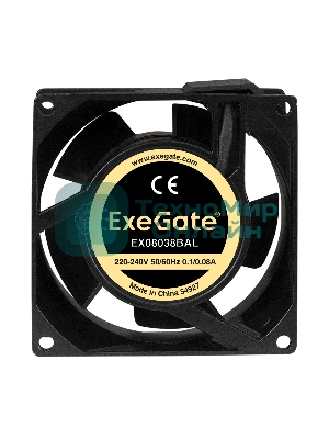 Вентилятор для корпуса ExeGate EX08038BAL черный, 80 мм, 2600 об/мин, 35 дБ