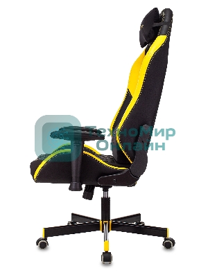 Кресло Knight Neon черный/желтый, экокожа, 120 кг, механизм качания