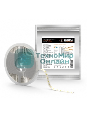 Лента светодиодная Gauss Elementary 2835 -SMD 4.8W 12V DC теплый белый IP66 (ZIP bag 5m)