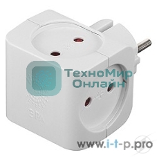 Тройник ЭРА SP-4-W4гнезда без заземления со шторками белый