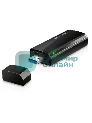 Маршрутизатор TP-Link SOHO Archer T4U AC1200 Dual Band Wireless USB Adapter, Realtek, 2T2R, 867Mbps at 5Ghz + 300Mbps at 2.4Ghz, 802.11ac/a/b/g/n, WPS button, USB 3.0 interface, 1 USB extension cable, internal antenna
