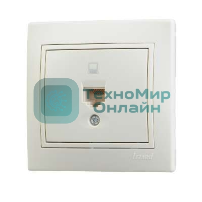 Розетка компьютерная 1-м СП Мира RJ45 крем/крем Lezard 701-0303-139