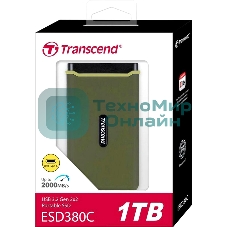 Внешний SSD Transcend Portable SSD ESD380C, 1000GB, Type-C, USB 3.2 Gen2, R/W 2000/2000MB/s, 97x54x13мм, два кабеля в комплекте (3 года)