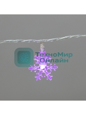 Гирлянда светодиодная Neon-night Снежинки большие 5м, 20LED, IP20, прозрачный провод, свечение мульти (RG/RB), мигание, 230В