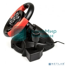 Игровой руль Dialog GW-125VR E-Racer - эф.вибрации, 2 педали, рычаг ПП, PC USB