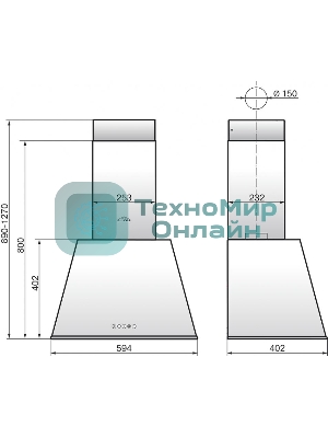 Вытяжка каминная Elikor Гамма 60П-650-Э3Д кремовый/бронза, 59.4 см, 650 куб. м/ч, 56 дБ
