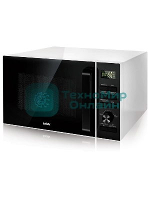 Микроволновая печь BBK 25MWS-970T/WB белый, 25 л, 900 Вт, переключатели - кнопки, поворотный механизм