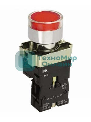 Кнопка LAY5-BW3461 с подсв. красн. 1з IEK BBT50-BW-K04