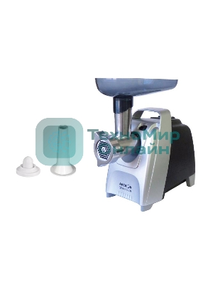 Мясорубка электрическая Аксион М61.01 черно-серебристый, 2000 Вт, 4.0 кг/мин, реверс, защита от перегрузки, насадки - 4